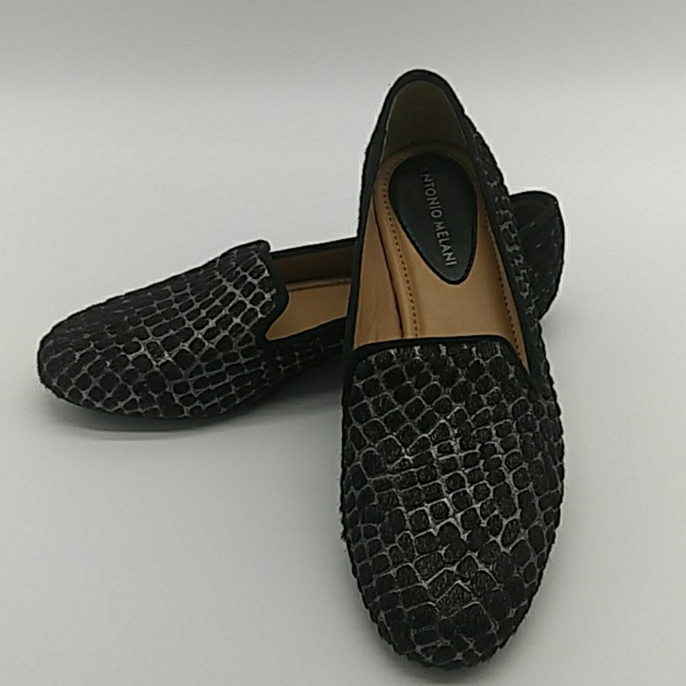 Antonio Melani Black Calf Hair Flats NWOT 8 1/2